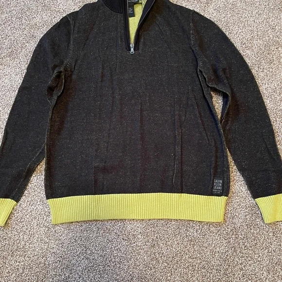 Calvin Klein Jeans Long Sleeve Sweater Black and Green - Picture 2 of 7